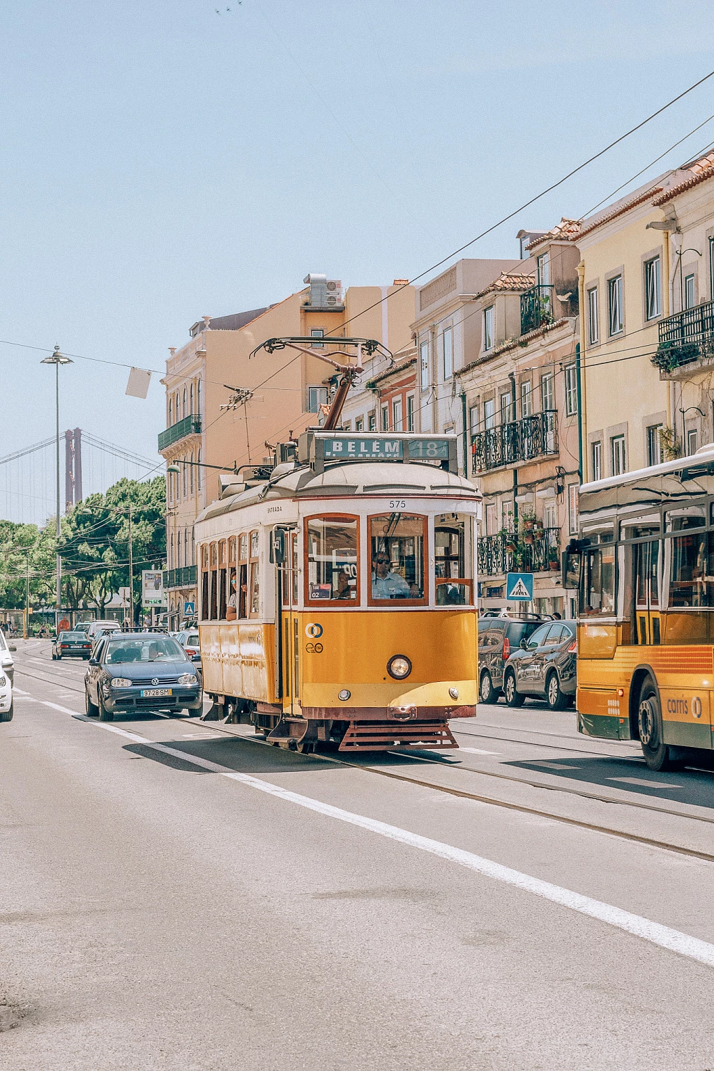 Tram passing through Belém, Lisbon