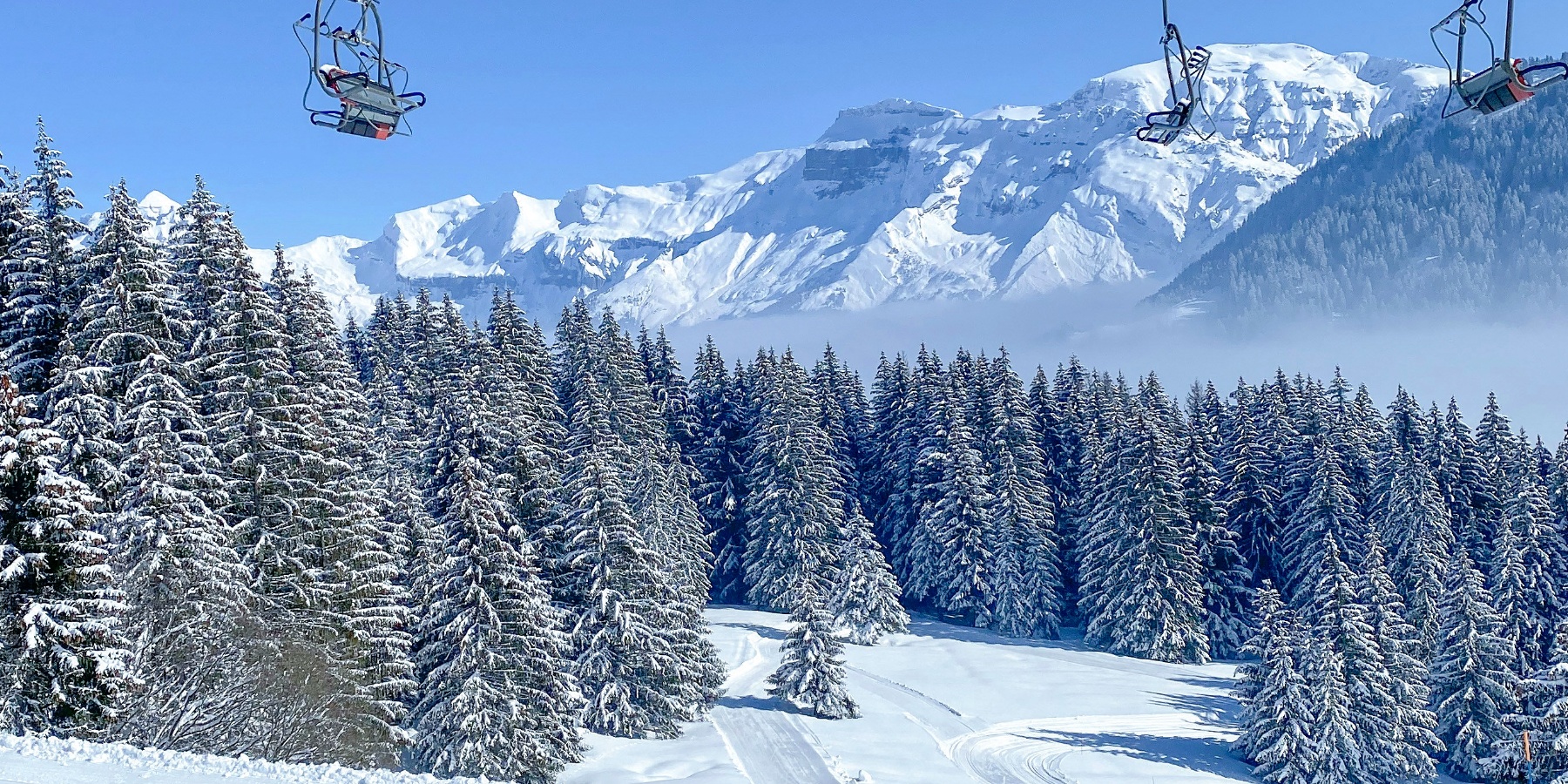 Snowy Samoen Ski Lift